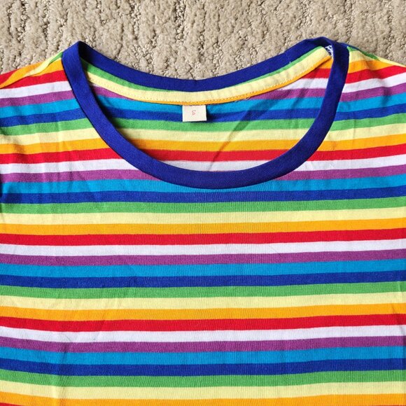 Women’s Multi-Color Striped Short Sleeve Shirt – Size S – NWOT - Picture 3 of 10